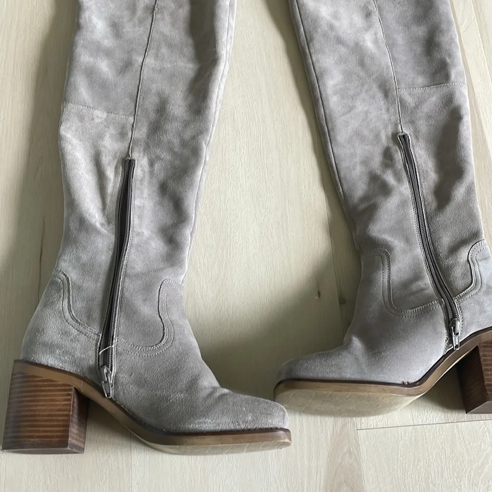 Seychelles Anthropologie taupe Overheard Suede Over-The-Knee Boot